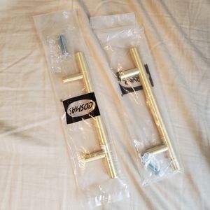 2 gold drawer door handle knobs